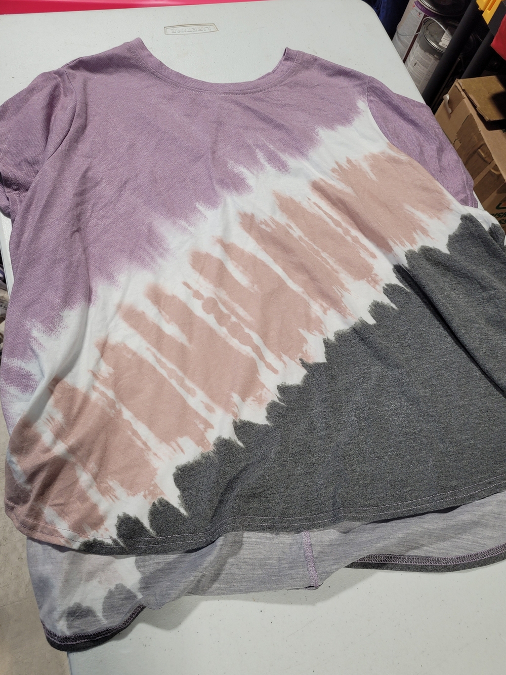 Terra & Sky Tie-Dye Long Sleeve Top in Lavender, Blush & Gray